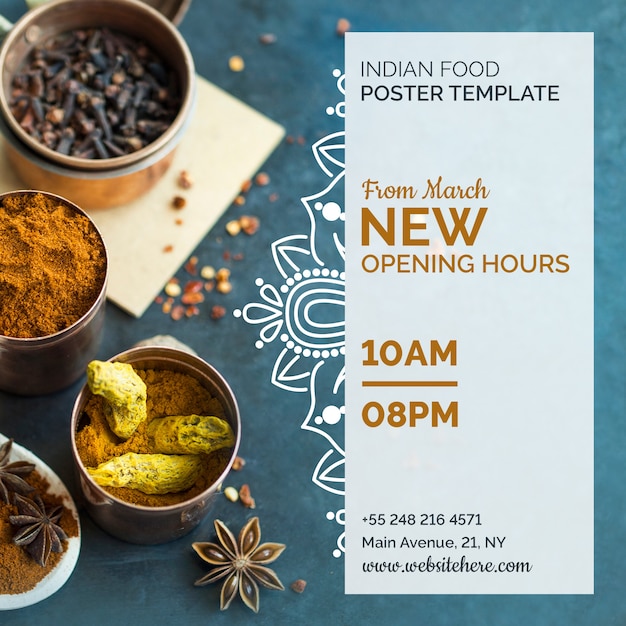 Бесплатный PSD Современная индийская еда плакат шаблон