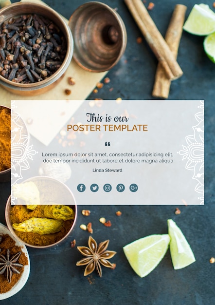 Free PSD modern indian food poster template