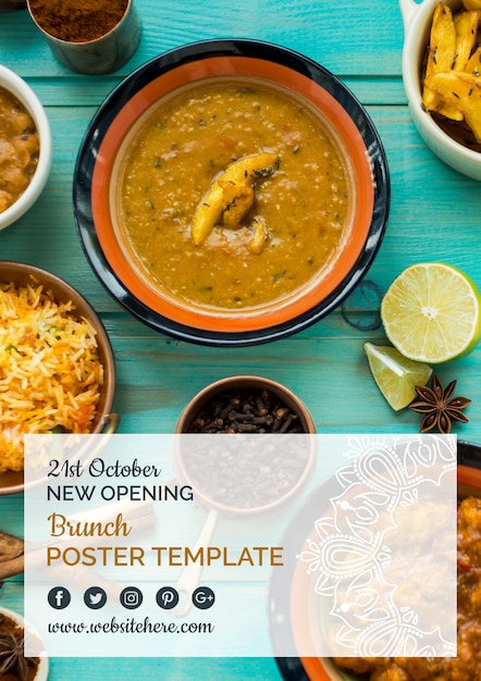 Modern indian food poster template