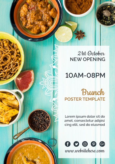 Modern indian food poster template