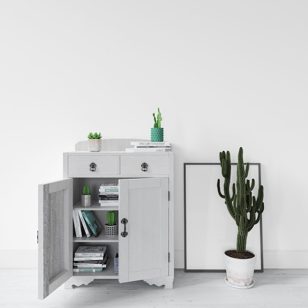 современный дизайн интерьера мебели с растениями