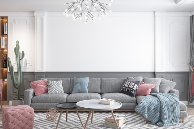 PSD gratuito interior design moderno del soggiorno