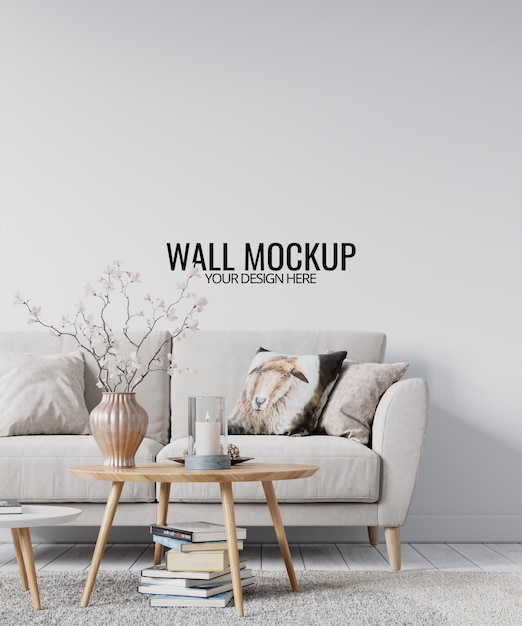 Modern interior living room wall mockup Premium Psd