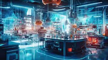 Free PSD modern interior of science laboratory generative ai