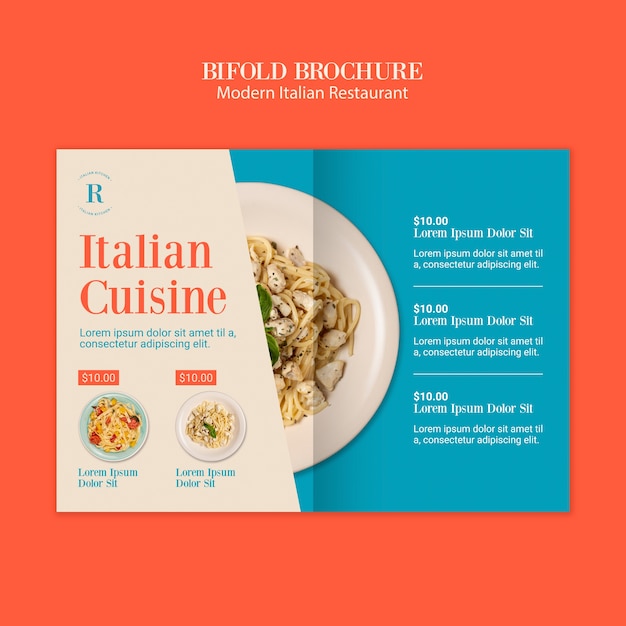 Free PSD modern italian restaurant bifold brochure