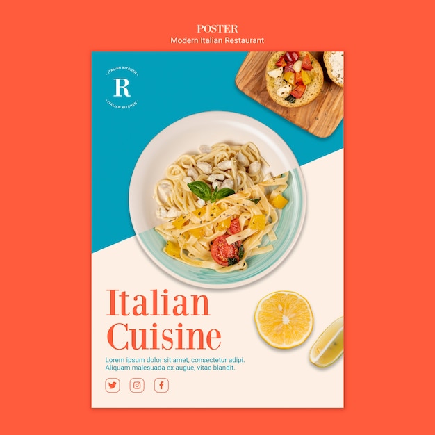 Modern italian restaurant poster design