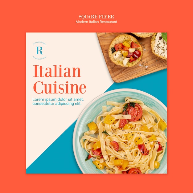 modern italian restaurant square flyer