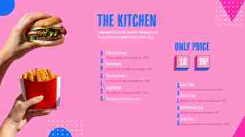 Free PSD modern kitchen menu with photo