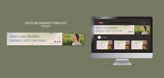 PSD gratuito modello di arte del canale youtube di stile di vita moderno