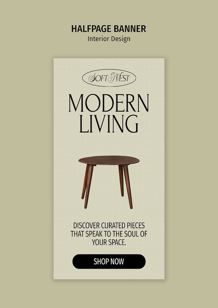 Free PSD modern living interior design advertisement