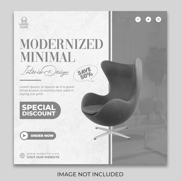 PSD gratuito design moderno dei social media di mobili minimali