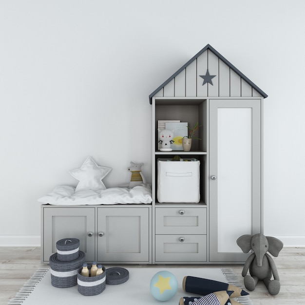 Free PSD modern nursery  kid's room