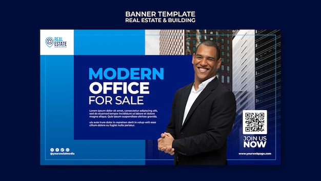 Modern office for sale banner template