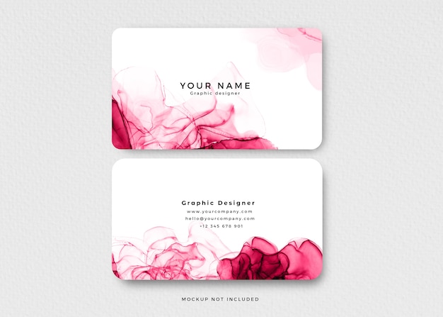 Современная визитная карточка с розовыми алкогольными чернилами