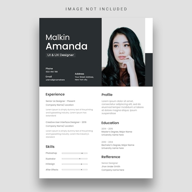 Free PSD modern resume or cv design template