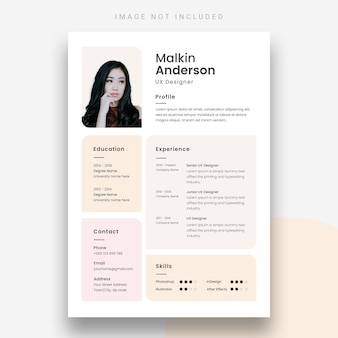 Modern resume or cv design template Free Psd