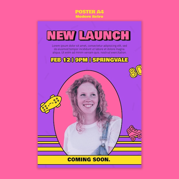 Modern retro flyer template with photo
