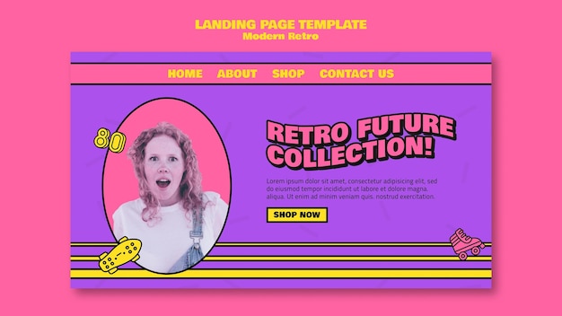 Free PSD modern retro landing page