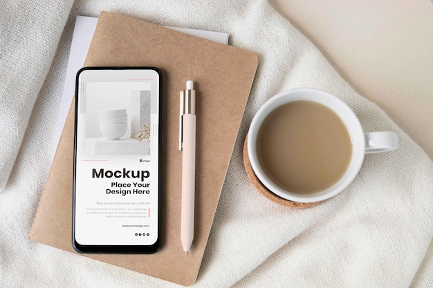 Modern smartphone mock-up arrangement