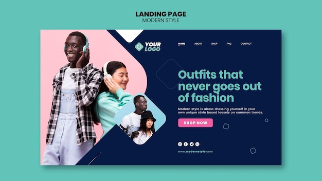 Modern style concept landing page template