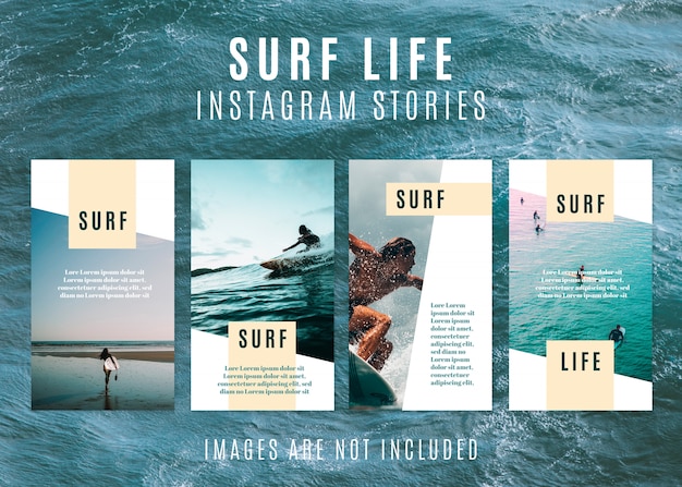 Free PSD modern surf template instagram stories