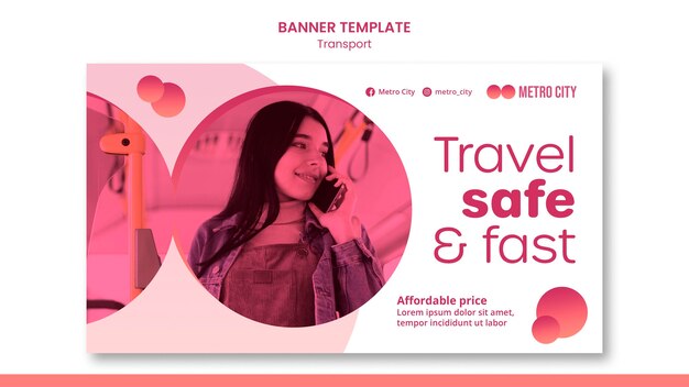 Modern transport horizontal banner template