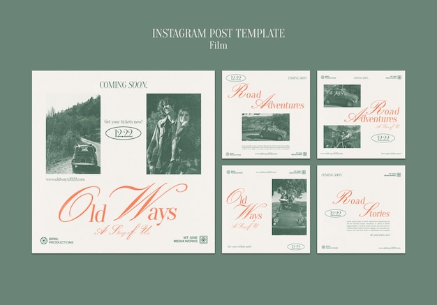 PSD gratuito post di instagram di film in stile vintage moderno