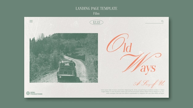 Free PSD modern vintage style film landing page