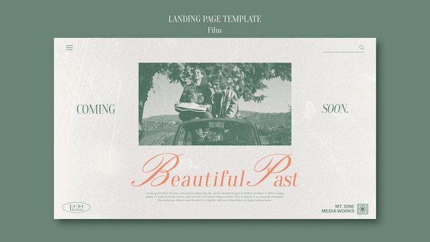 Modern Vintage Style Film Landing Page – Free PSD Template Download