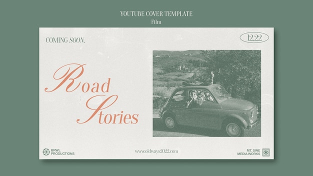 PSD gratuito copertina youtube di film in stile vintage moderno