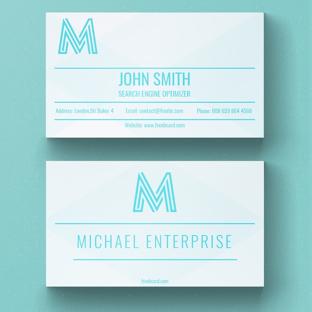 Free PSD modern white and blue business card