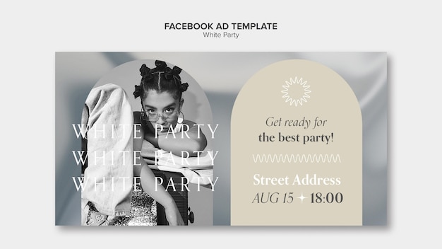 モダンなホワイトパーティーのFacebookの広告デザイン