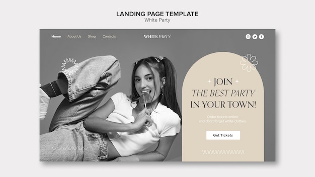 Free PSD modern white party landing page design