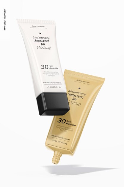 Moisturizing Sunscreen Tube Mockup Opened And Closed