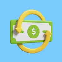 Free PSD money back icon in 3d rendering