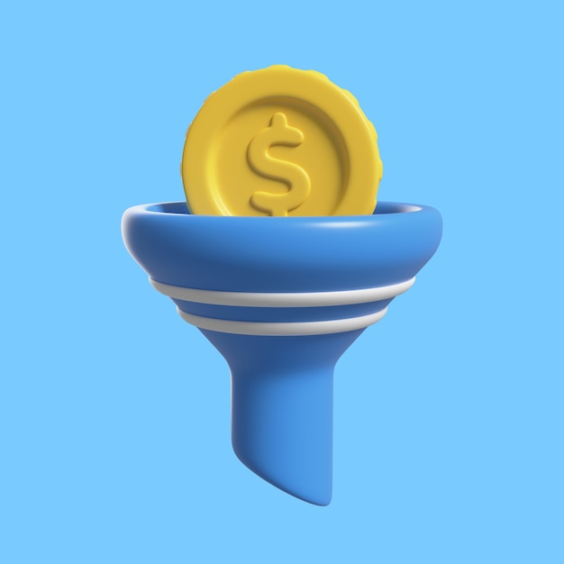 Free PSD money funnel in 3d rendering