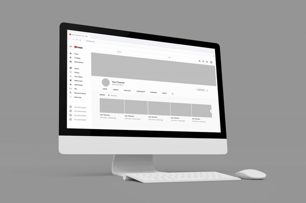 Premium PSD | Youtube profile template on computer mock ups