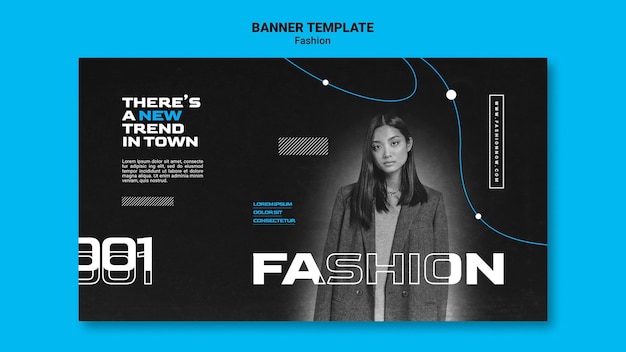 Monochromatic horizontal banner for fashion trends with woman