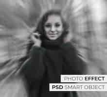 Бесплатный PSD Монохромный портрет женщины с эффектом хроматического края