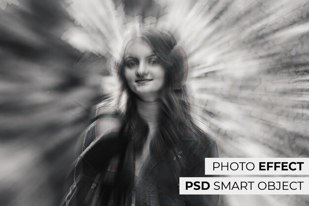 Monochrome portrait of woman with chromatic edge effect
