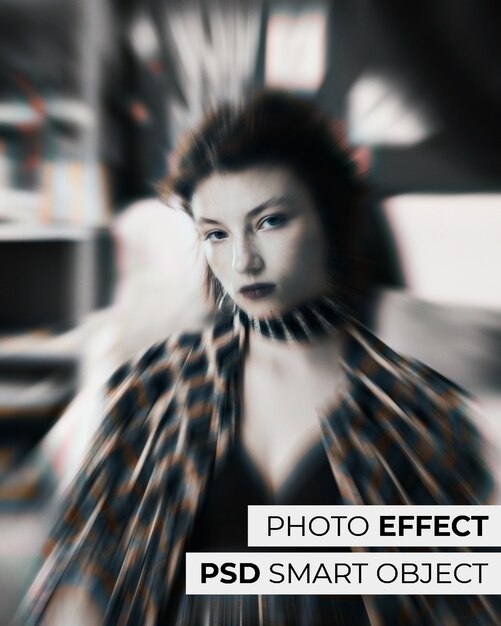 Monochrome portrait of woman with chromatic edge effect