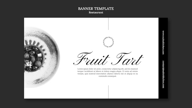 Monochrome restaurant horizontal banner template