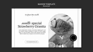 PSD gratuito modello di banner orizzontale ristorante monocromatico