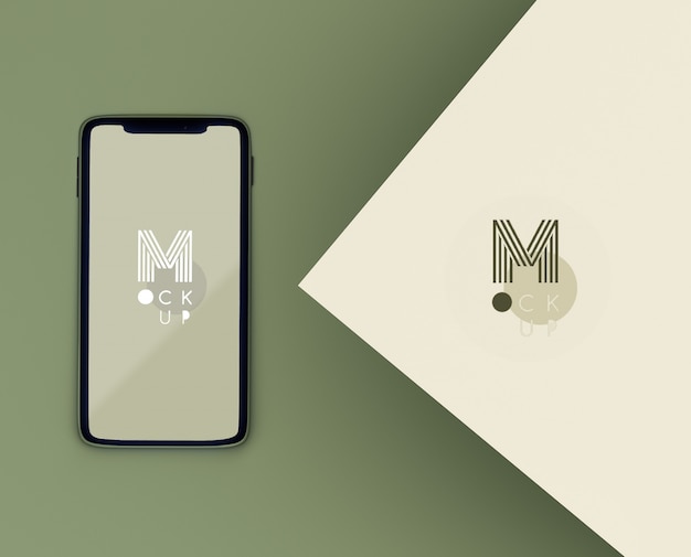 Free PSD monocromatic green scene with phone mockup