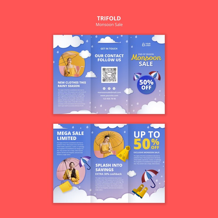Free PSD monsoon sale trifold flyer