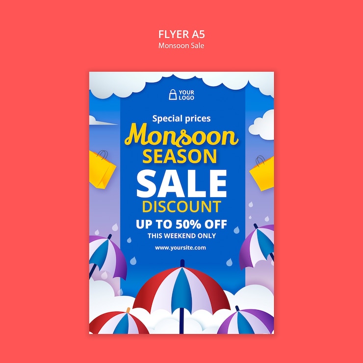 Free PSD monsoon season sale flyer