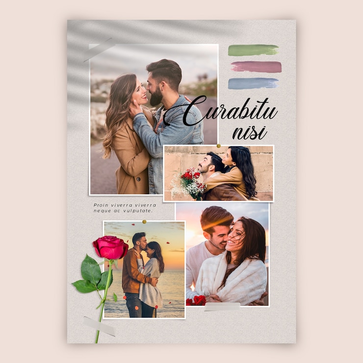 Free PSD moodboard with cute young couple