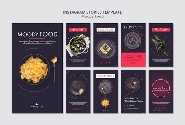 Бесплатный PSD Шаблон истории творческого instagram moody food