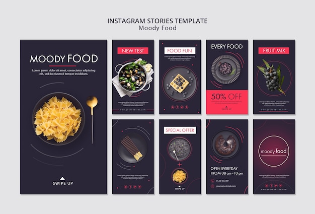 Moody food creative instagram stories template