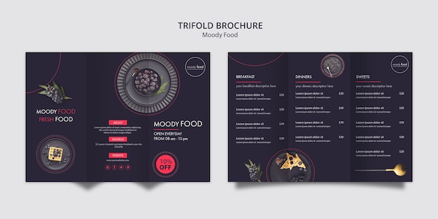 Moody Food Creative Trifold Brochure Template – Free PSD Download